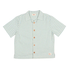 Búho - Aqua Gingham Seersucker Organik Pamuk Gömlek