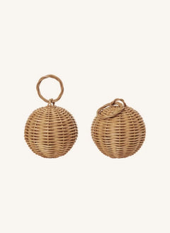 Ferm Living - زينة كريسماس من خشب الروطان المجدول - طقم من قطعتين