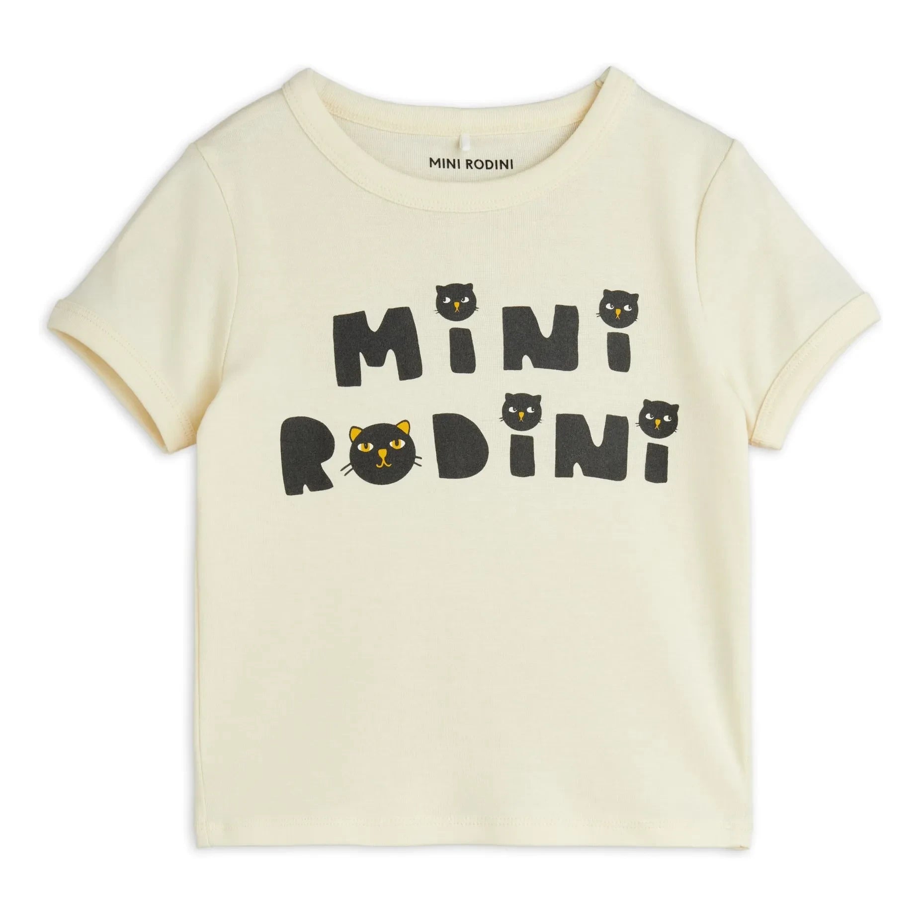 Mini Rodini - Organic Cotton Kedi Tişört | Ekru