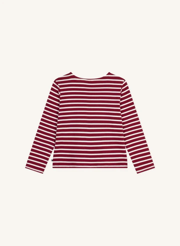 Petit Bateau - قميص مارينير بأزرار من القطن العضوي | أحمر