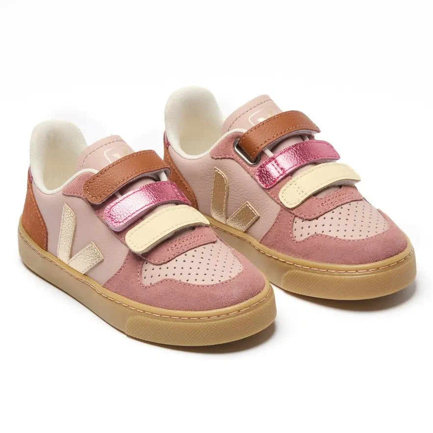 Veja - Scratch Sneakers صغير V-10 جلد | وردي بودري
