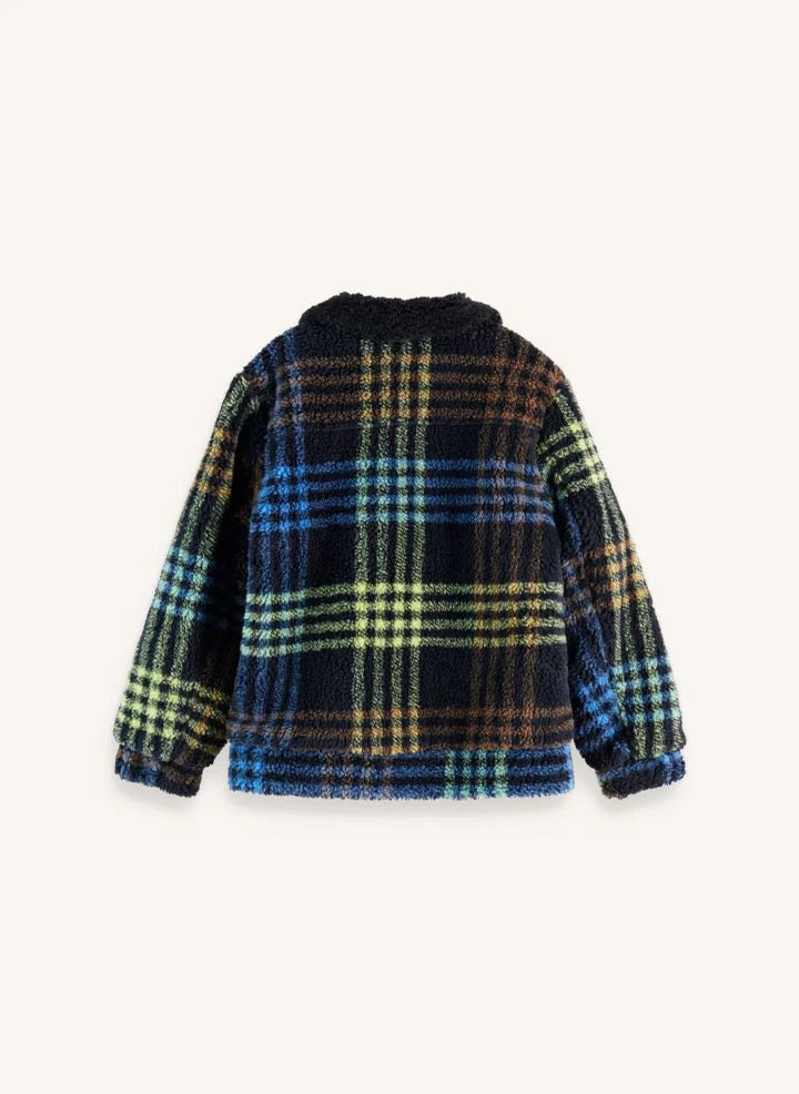 Scotch & Soda - جاكيت شيربا بنقشة المربعات | كحلي