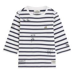 Scotch & Soda - Basquiat Breton Çizgili Tişört | Lacivert
