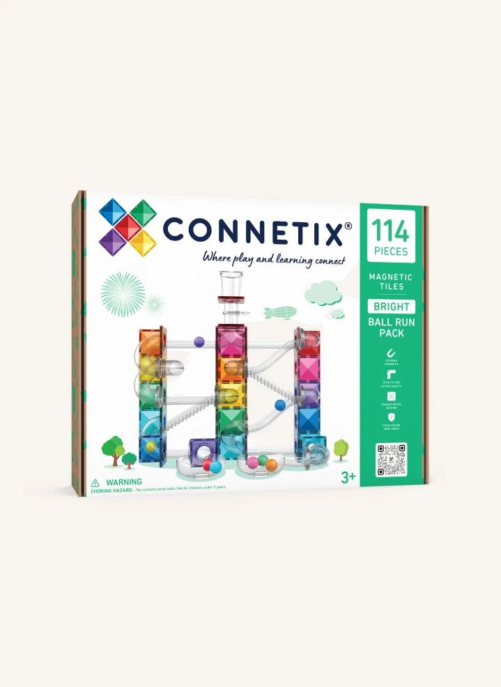 Connetix - قوس قزح | طقم سباق الكرات اللامعة - 114 قطعة