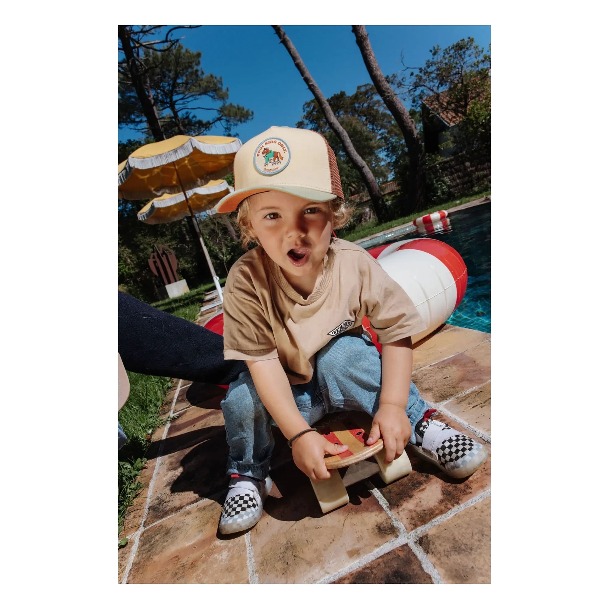 Hello Hossy - Trucker Rolling Pony Organik Pamuk Kavisli Siperlikli Şapka | Bej