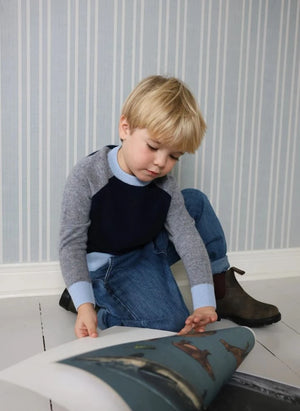 Holmm - Renk Bloklu Blair Kaşmir Kazak | Lacivert