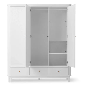 Oliver Furniture - 3 Kapılı Huş Gardırop 204 x 168 cm | Beyaz