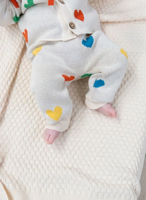 Bayiri - Sevimli Kalpler Organik Pamuk Pantolon | Ecru