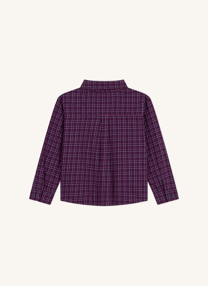 Petit Bateau - قميص بنقشة مربعات من القطن العضوي | كحلي