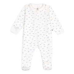 Petit Bateau - Bulutlar Organic Cotton Fermuarlı Dors Bien Pijama | Beyaz