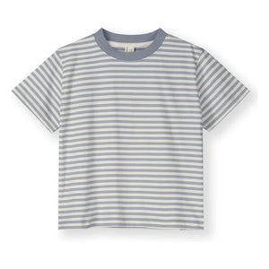 Gray Label - Oversize Çizgili Organik Pamuk Tişört | Ice Blue