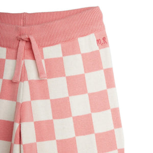 Mini Rodini - Organik Pamuklu File Damier Pantolon | Pembe