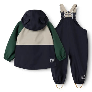 Liewood - Manu Colorblock طقم مطر مصنوع من ألياف معاد تدويرها | أخضر داكن