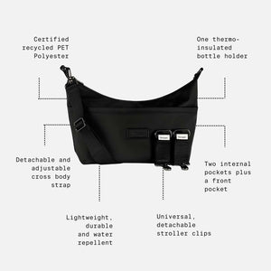 Finnson Fia Eco Oversized Sling Stroller Organiser with Clips - Mocha-Stroller Organisers-Mocha- | Natural Baby Shower