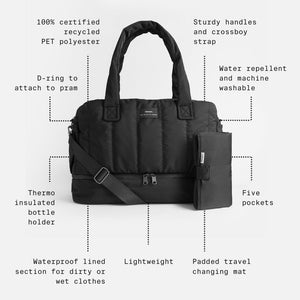 Finnson Innes Eco Holdall Changing Bag With Changing Mat - Taupe-Changing Bags-Taupe- | Natural Baby Shower