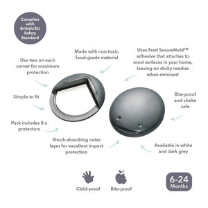 Fred Adhesive Corner Protectors - Dark Grey - 8 Pack-Home Safety-Dark Grey- | Natural Baby Shower