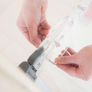 Fred Screw Fit Stairgate - Clear Acrylic Panel/Dark Grey Fittings-Stair Gates-Clear Acrylic Panel/Dark Grey Fittings- | Natural Baby Shower