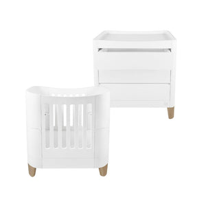 Gaia Baby Serena Mini Cot and Dresser Set - White / Natural-Nursery Sets-White / Natural-Without Mattress | Natural Baby Shower