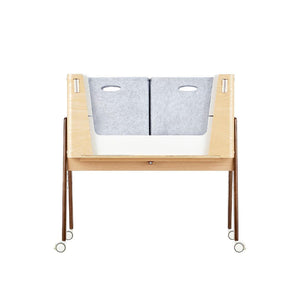 Gaia Baby Hera Cot Bed + Bedside Crib Two Piece Bundle - Natural + Walnut-Nursery Sets- | Natural Baby Shower