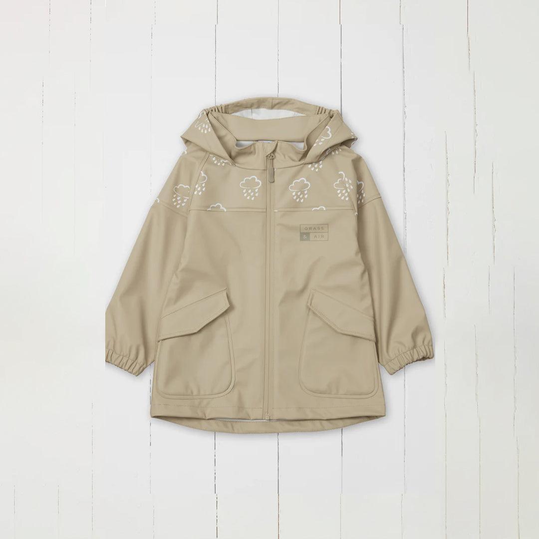 Grass & Air Colour Revealing Rain Jacket - Stone-Coats-Stone-12-18m | Natural Baby Shower