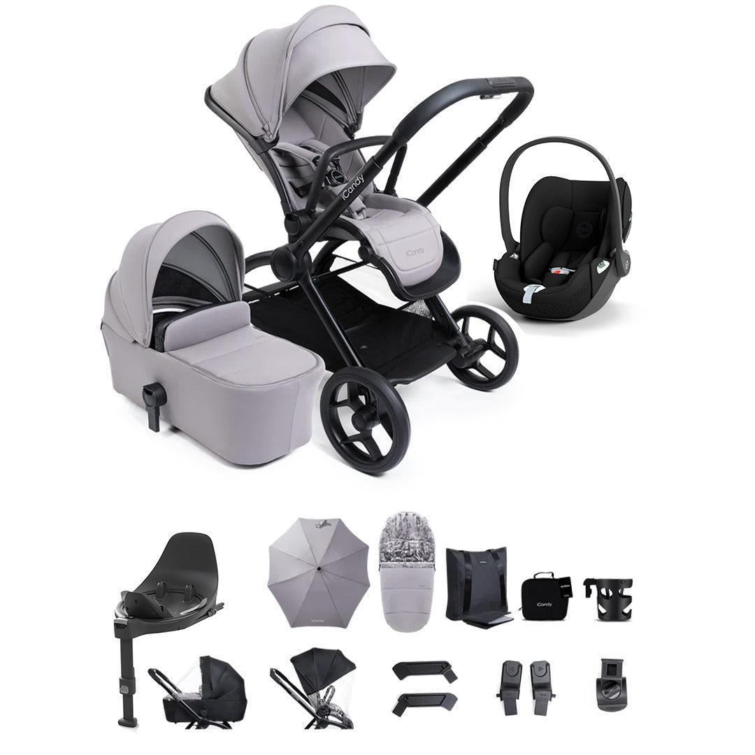 iCandy Core 2 Black Complete Travel Bundle with CYBEX Cloud T and Base-Travel Systems-Storm Grey- | Natural Baby Shower