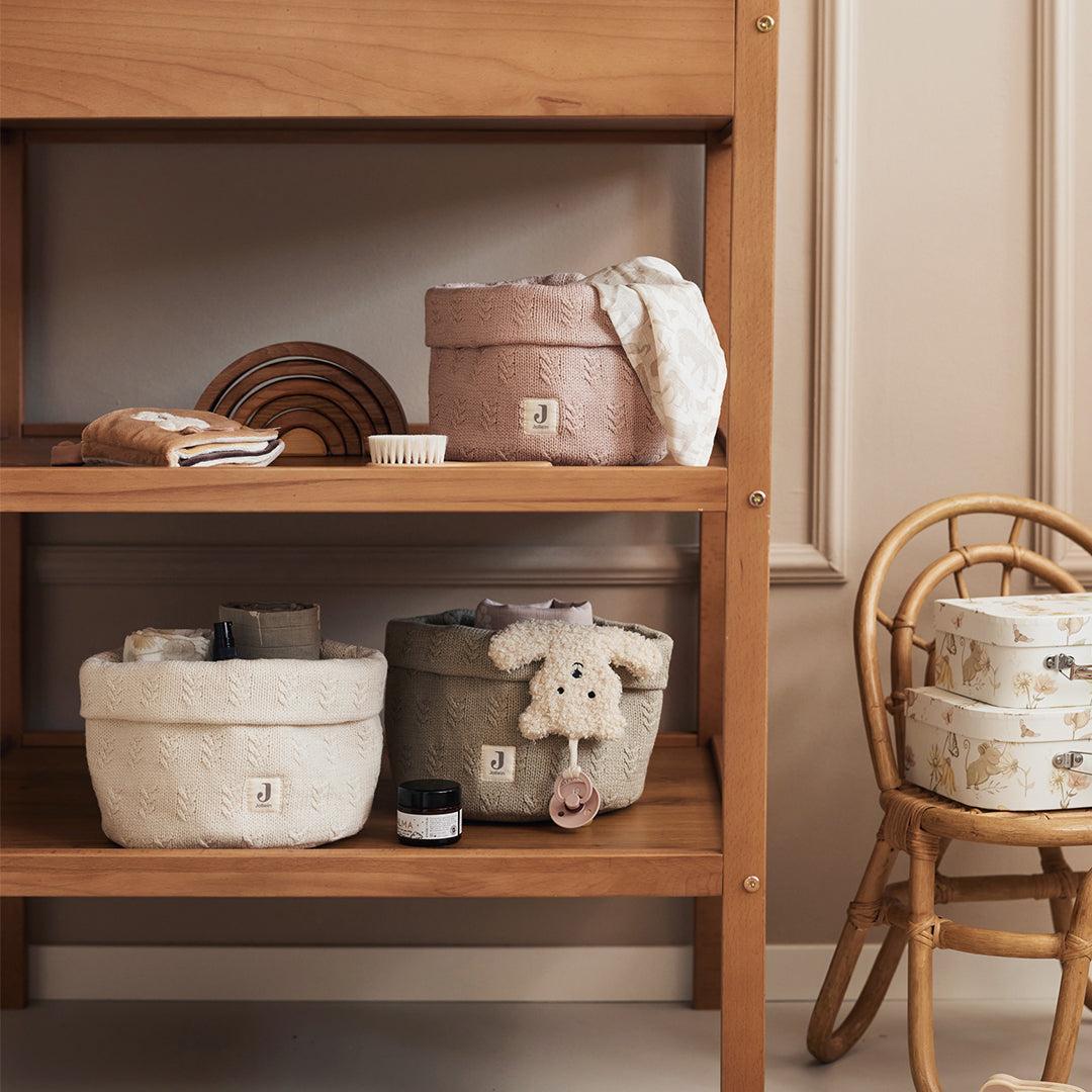 Jollein Changing Table/Storage Basket - Grain Knit Olive Green-Changing Baskets-Grain Knit Olive Green- | Natural Baby Shower