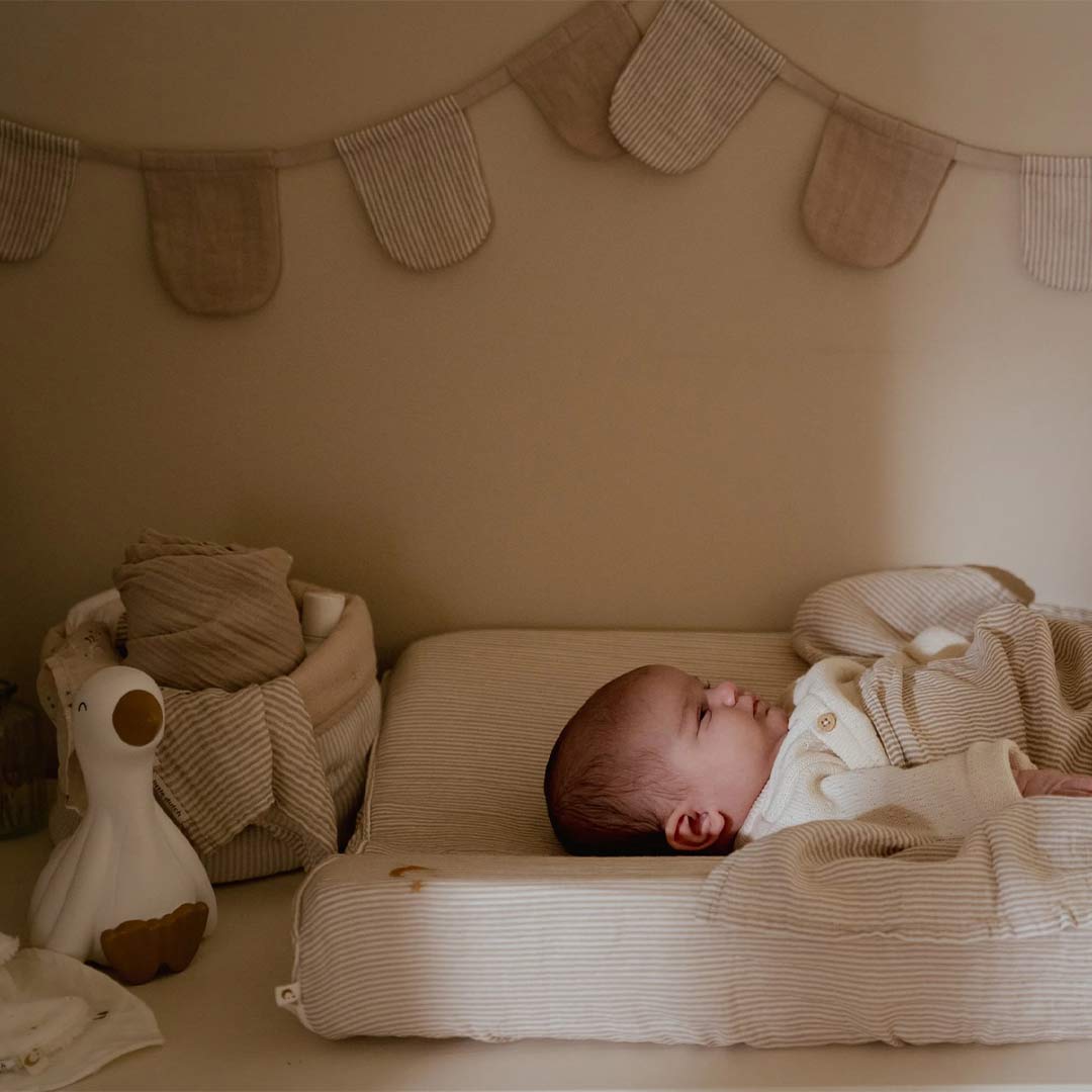 Little Dutch Storage Basket Small - Pure Soft Beige Stripe-Storage Baskets-Pure Soft Beige Stripe-Small | Natural Baby Shower