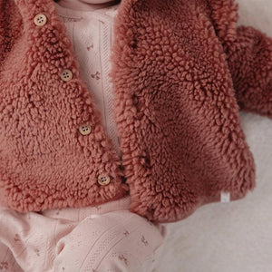 Little Dutch Teddy Cardigan - Pink Blush-Cardigans-Pink Blush-3-6m | Natural Baby Shower