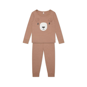 MORI Ribbed Bear Face Pyjamas - Bear + Brown-Pyjamas- | Natural Baby Shower