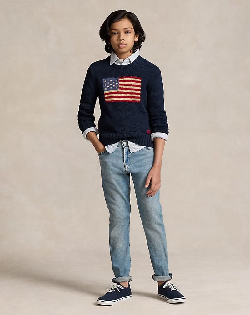 Ralph Lauren Boys Cotton Flag Jumper in Navy