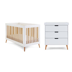 Obaby Maya 2 Piece Room Set - White + Natural-Nursery Sets-No Mattress- | Natural Baby Shower