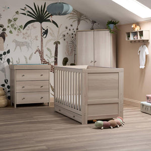 Obaby Nika 3 Piece Room Set & Underdrawer - Aspen-Nursery Sets-Aspen-Cot Bed | Natural Baby Shower