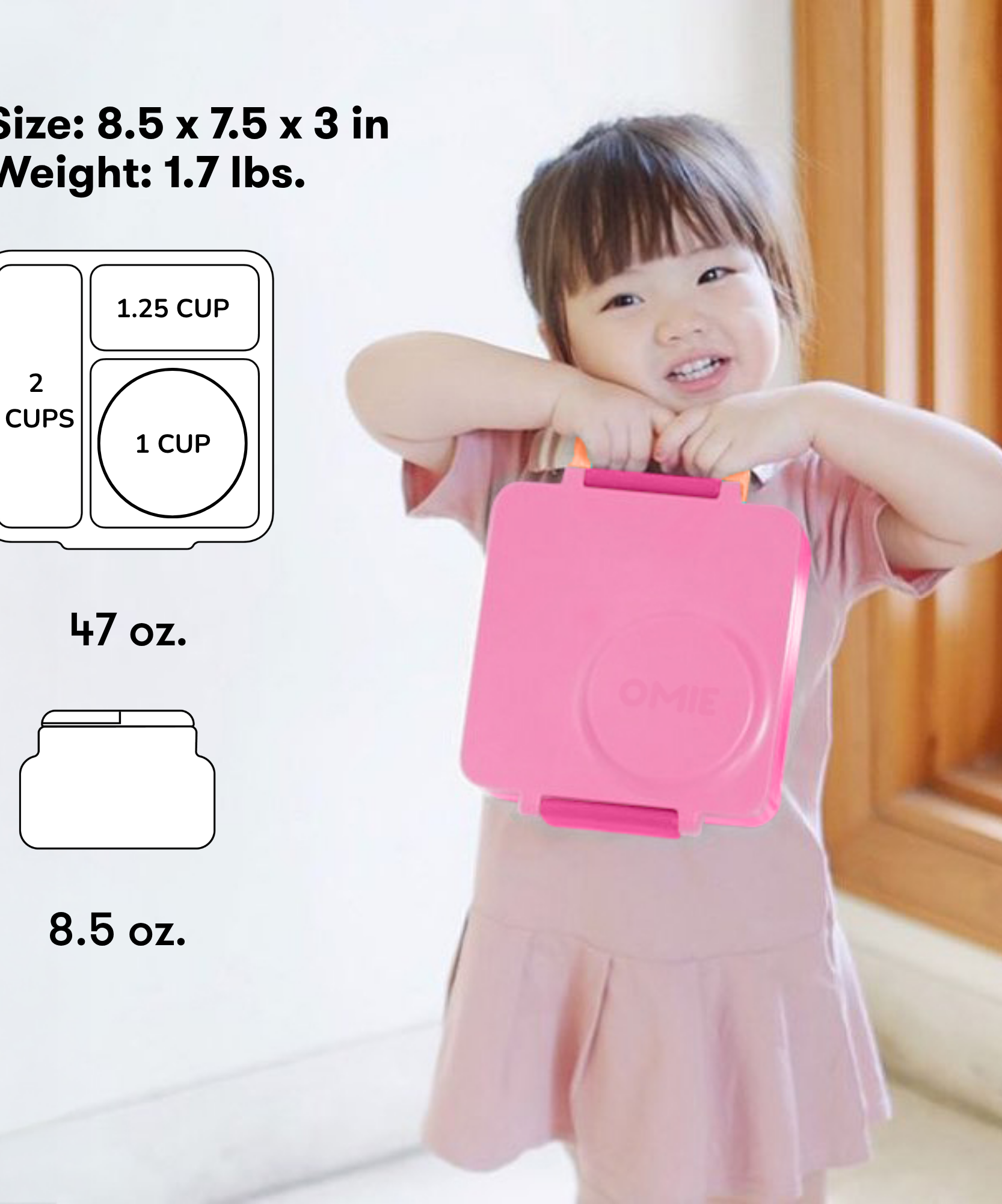 Omiebox - علبة طعام بينتو وردي الجنية مع عزل حراري