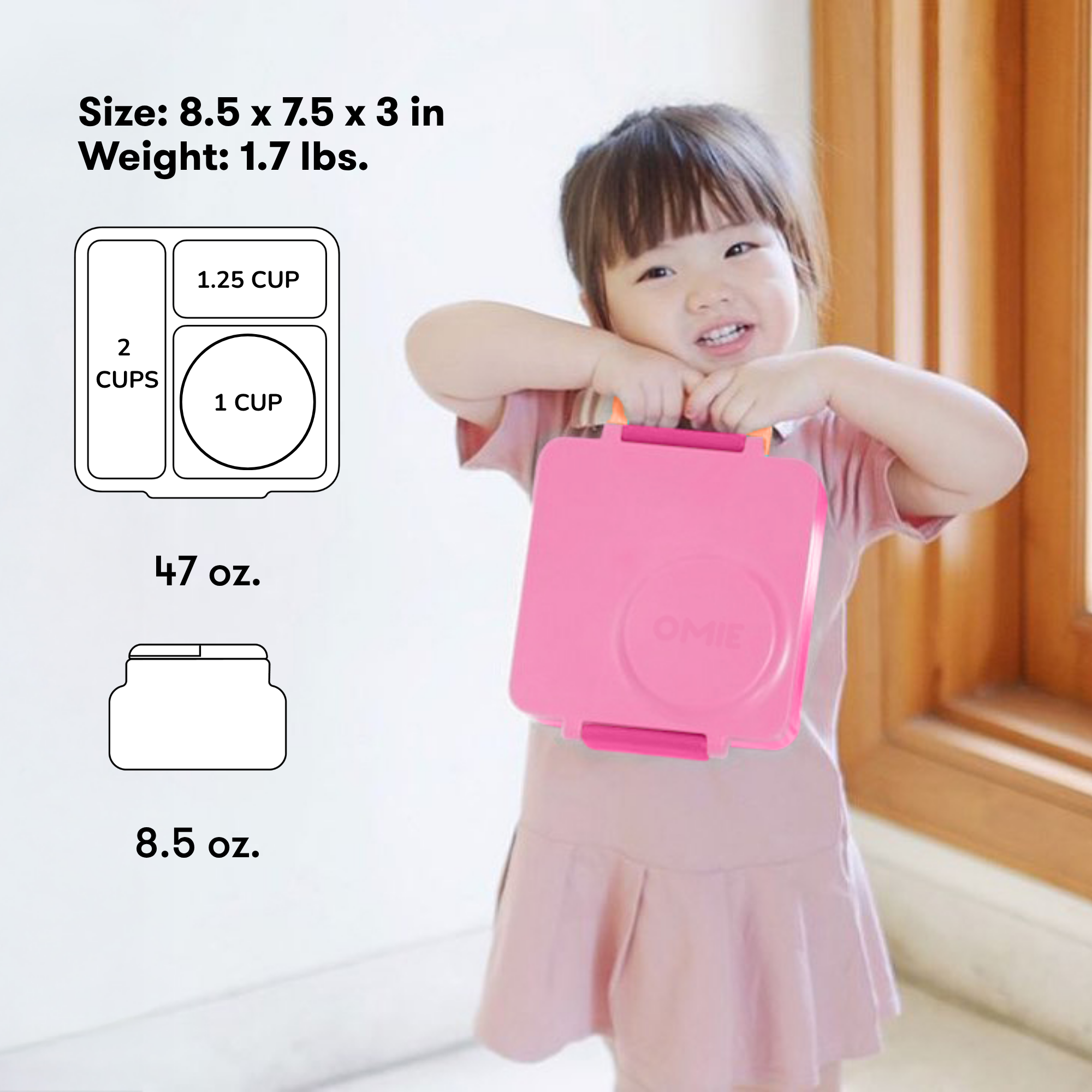 Omiebox - علبة طعام بينتو وردي الجنية مع عزل حراري