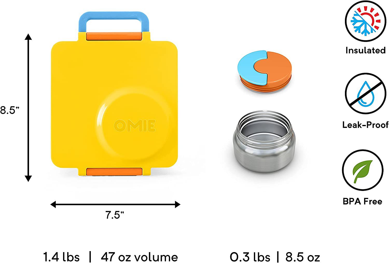 OmieBox Isı Yalıtımlı Sarı Bento Yemek Kutusu