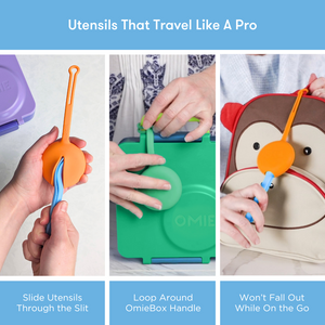 Omiebox - OmiePod Capri Mavisi Silikon Çatal ve Kaşık Seti
