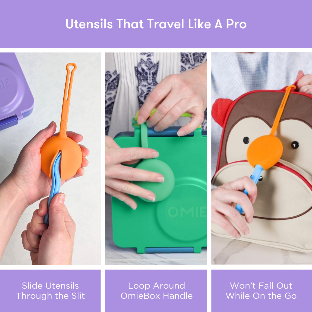 Omiebox - مجموعة شوكة وملعقة OmiePod ليلك من السيليكون