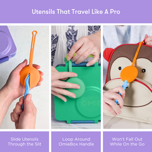 Omiebox - OmiePod مجموعة شوكة وملعقة من السيليكون باللون البنفسجي