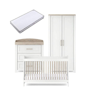 Silver Cross Valencia 3 Piece Nursery Set (Cot Bed, Dresser & Wardrobe) - Ash White-Nursery Sets-Ash White-Classic Mattress | Natural Baby Shower