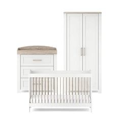 Silver Cross Valencia 3 Piece Nursery Set (Cot Bed, Dresser & Wardrobe) - Ash White-Nursery Sets-Ash White-No Mattress | Natural Baby Shower