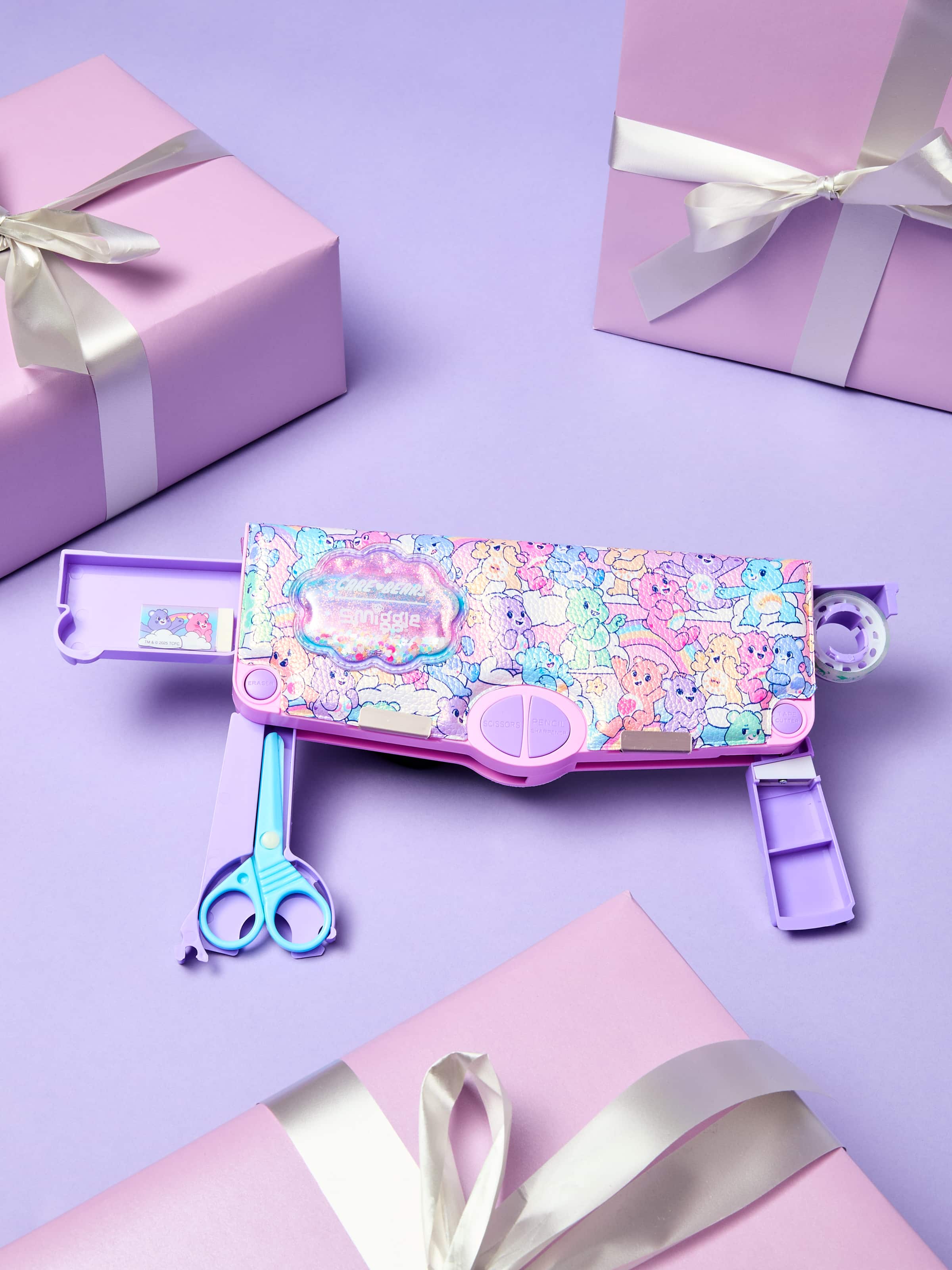 Smiggle - مجموعة أدوات مكتبية وصندوق قلم أوتوماتيكي على شكل دببة Poput