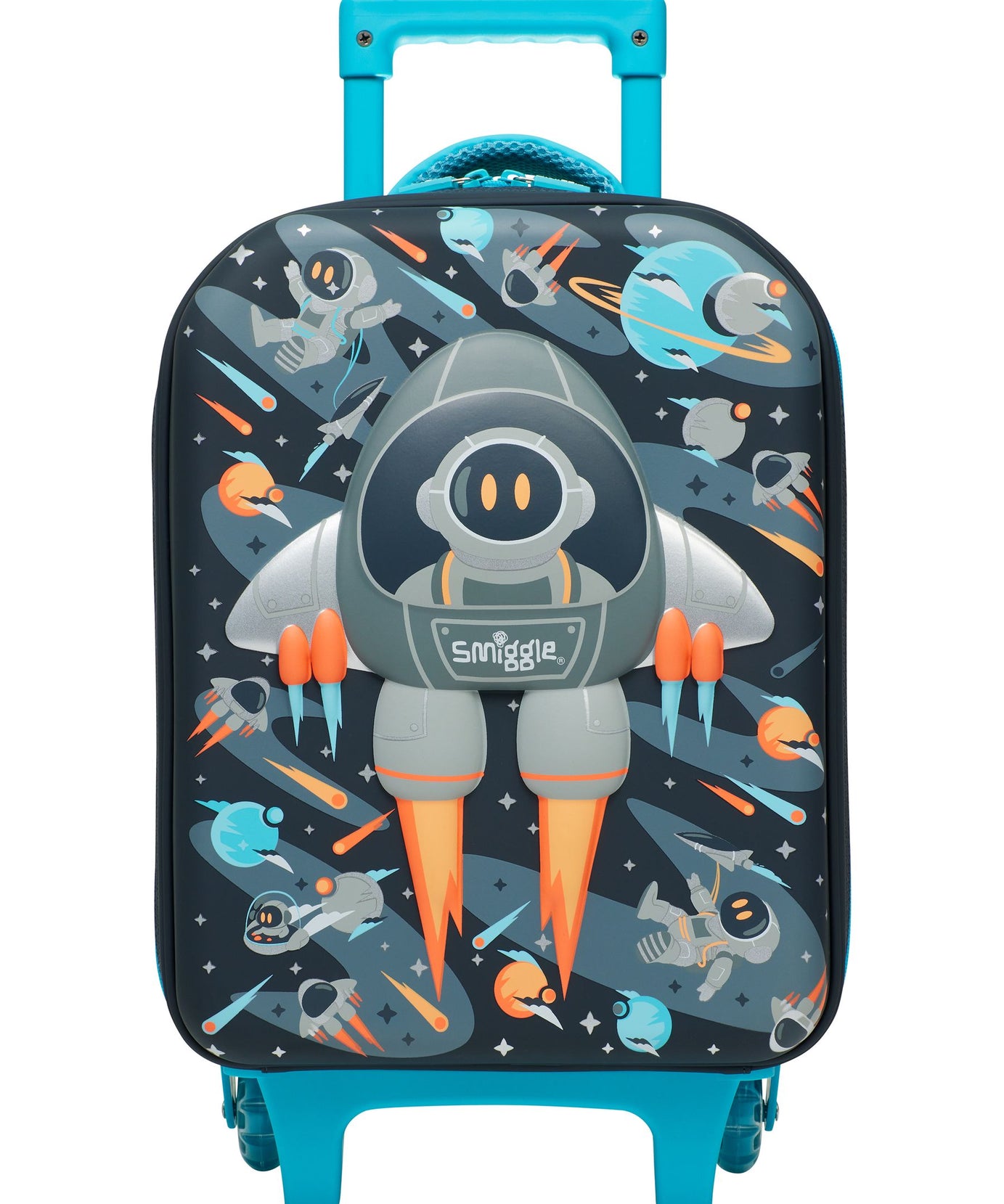 Smiggle - Blast Off حقيبة سفر بعجلات لمرحلة رياض الأطفال و الحضانة جونيور