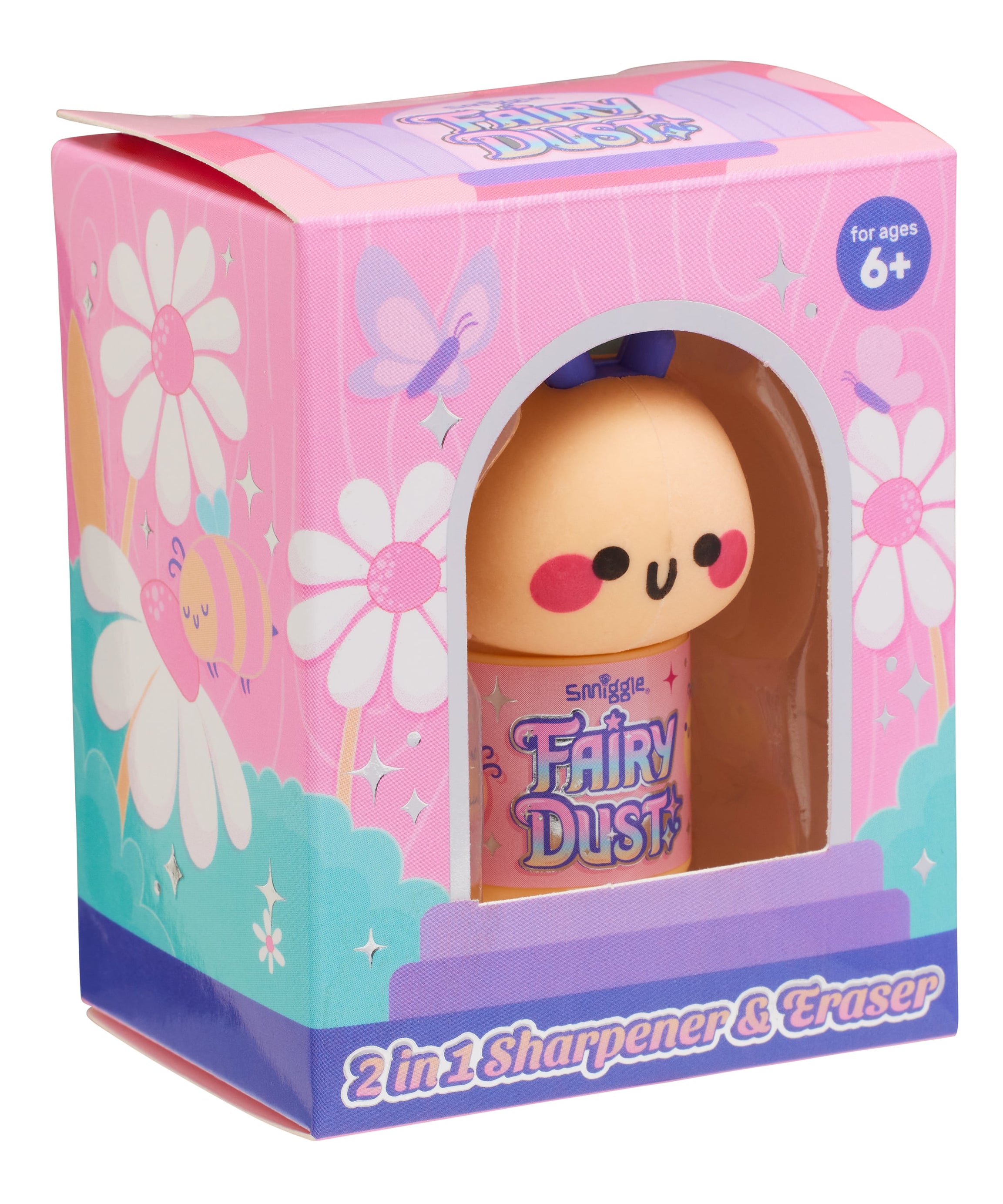 Smiggle - مبراة وممحاة 2 في 1 Fairy Dust