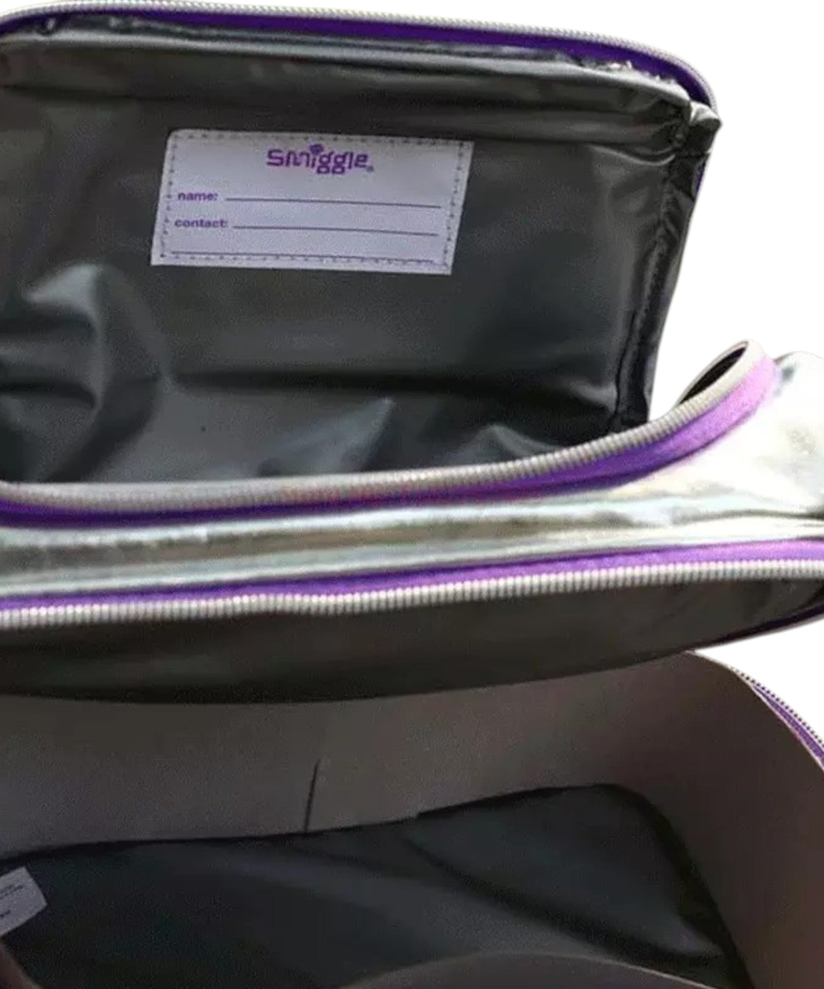 Smiggle - حقيبة طعام مزدوجة الطبقات مزينة بالترتر اللامع