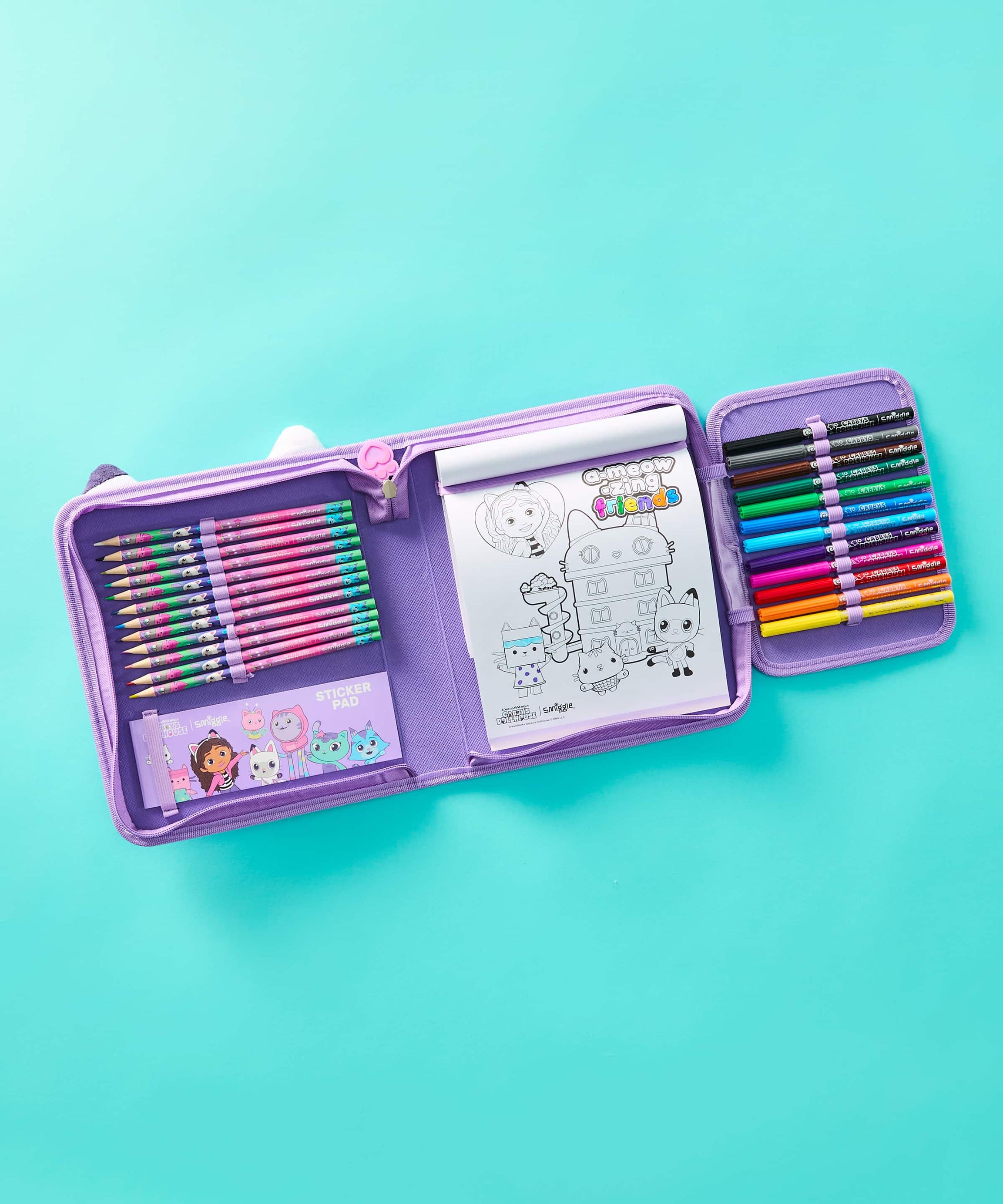 Smiggle - مجموعة علبة أقلام وقرطاسية Gabbys Dollhouse
