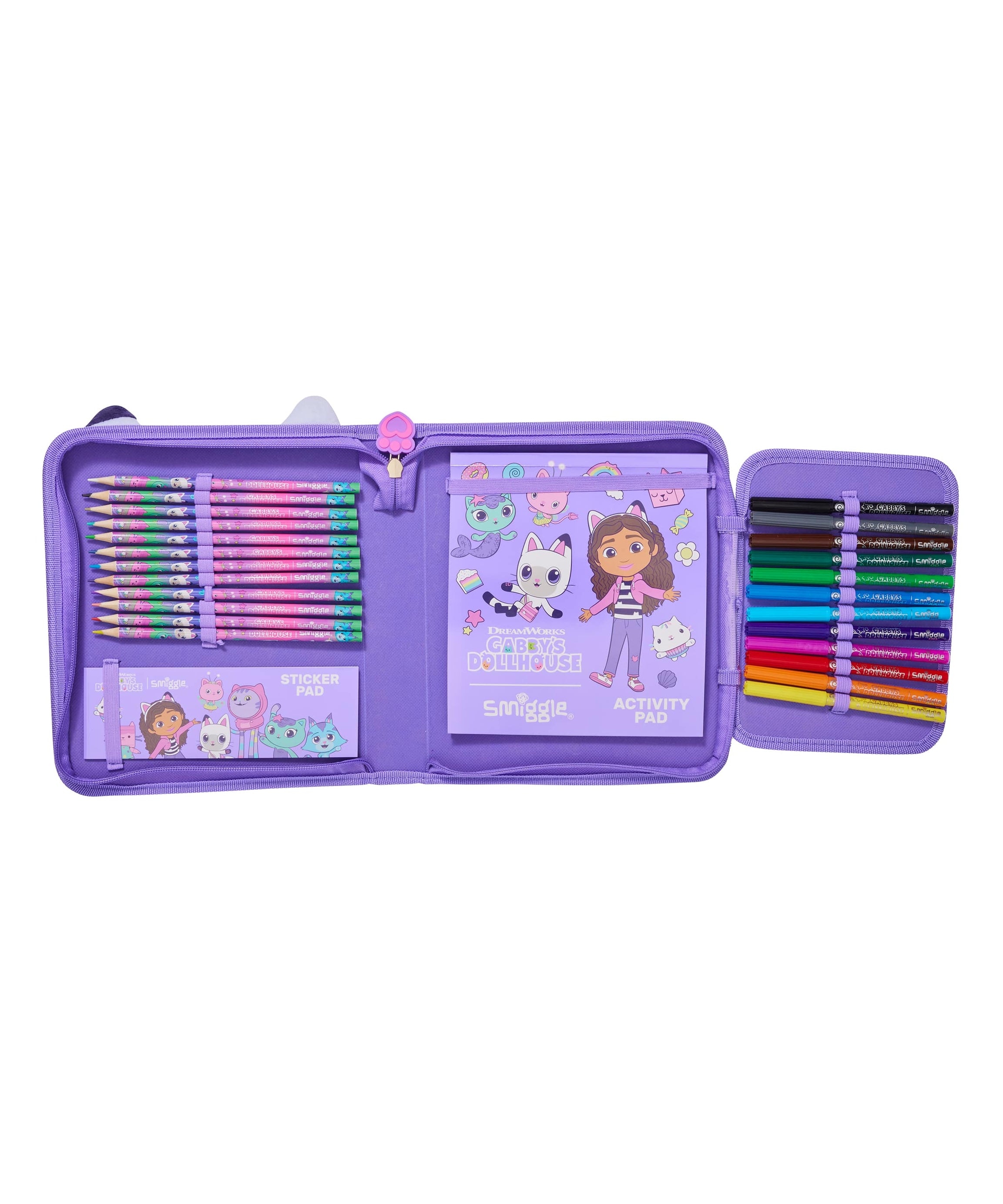 Smiggle - مجموعة علبة أقلام وقرطاسية Gabbys Dollhouse