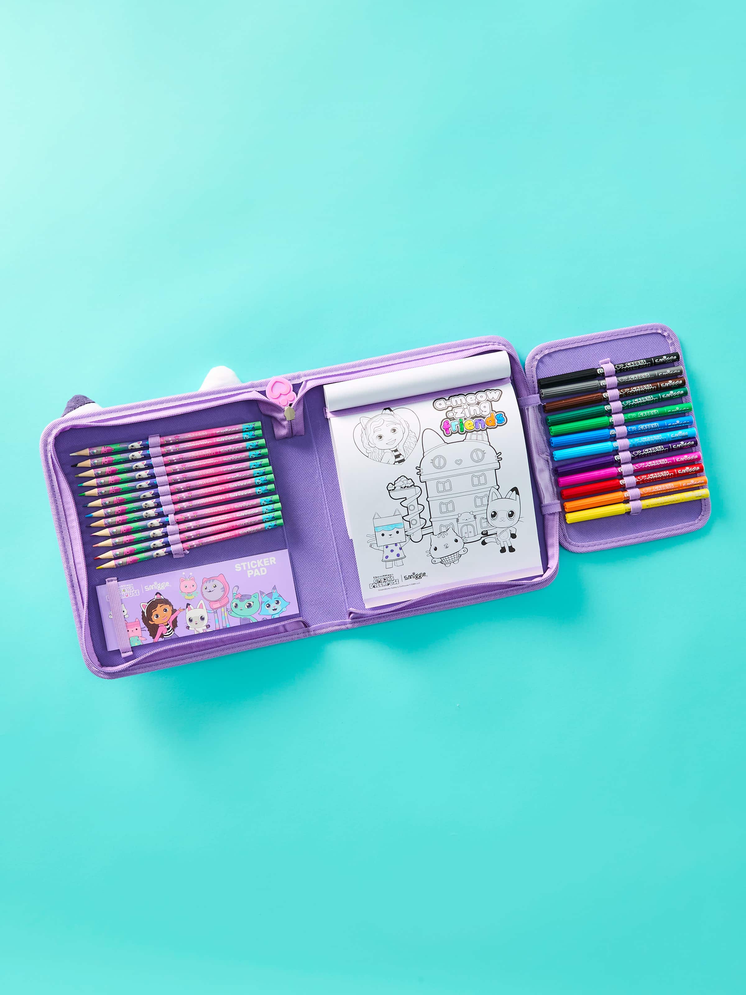 Smiggle - مجموعة علبة أقلام وقرطاسية Gabbys Dollhouse