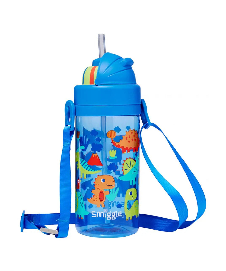 Smiggle - Glide صغير جدًا تصميم Dinossi 400 ML زجاجة ماء بدون BPA مع مصاصة مخفية