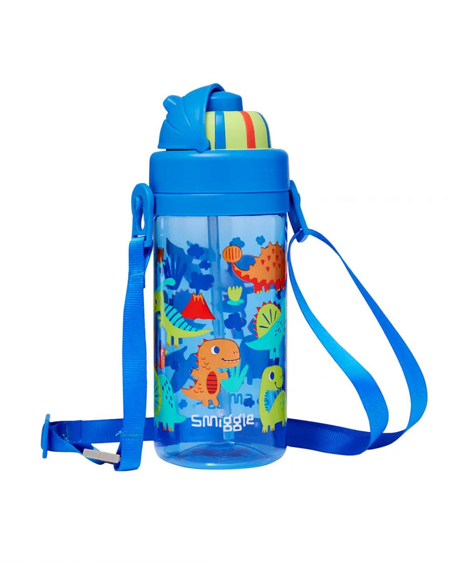 Smiggle - Glide صغير جدًا تصميم Dinossi 400 ML زجاجة ماء بدون BPA مع مصاصة مخفية