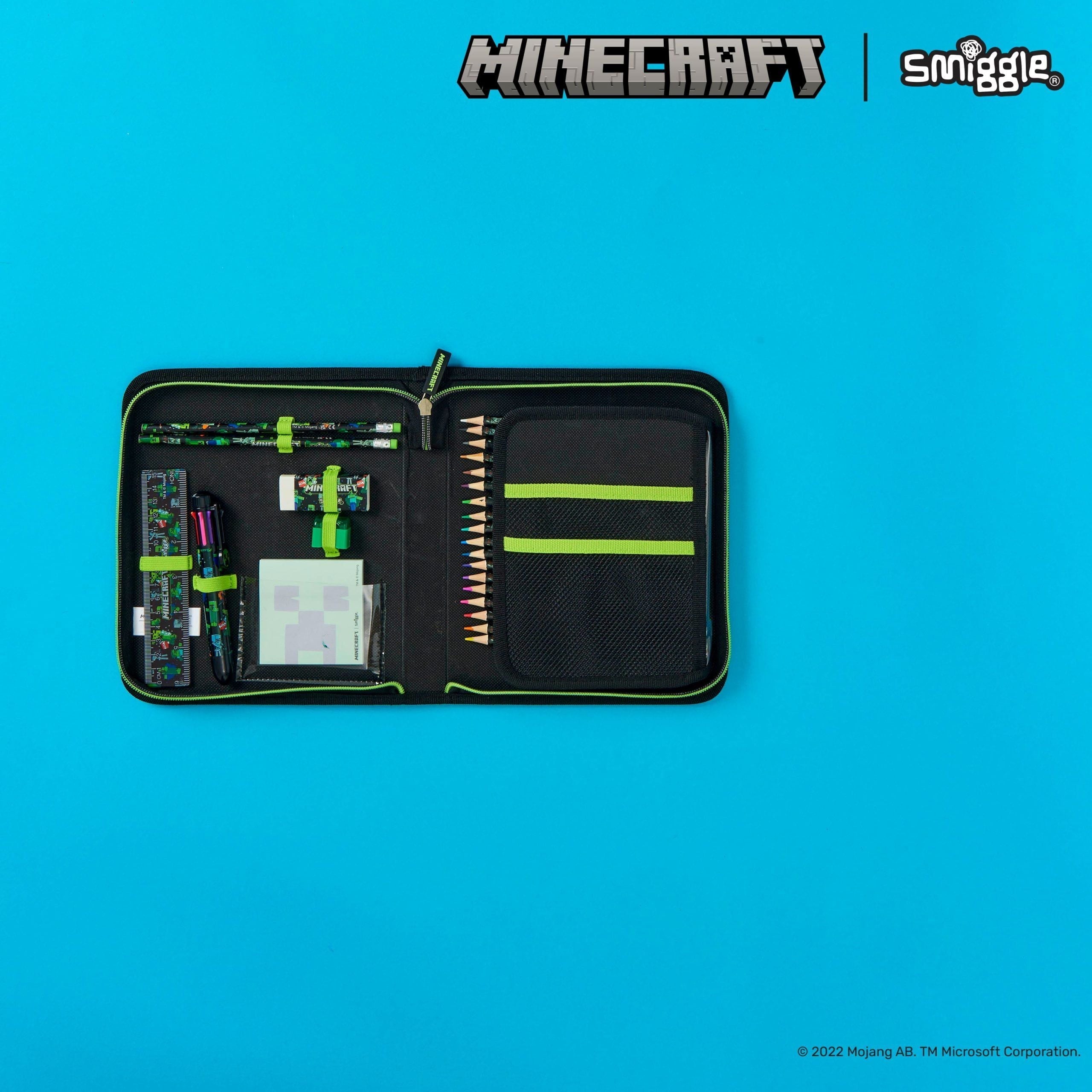 Smiggle - مجموعة قرطاسية Minecraft وصندوق أقلام